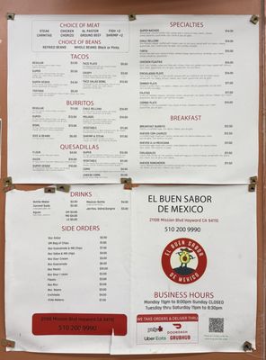 Menu photo 2 EL BUEN SABOR DE MEXICO Hayward, CA Menu photo 2 EL BUEN SABOR DE MEXICO Hayward, CA