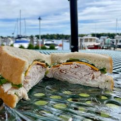 Turkey with colby cheese, lettuce, mayonnaise, on white bread