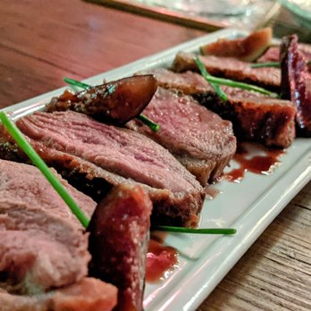 Altar - December 5 2021; Duck Magret w. seared duck breast, merlot reduction, black mission fig, micro radish ($16). - Cocktail Bars Near Me - Brooklyn, New York