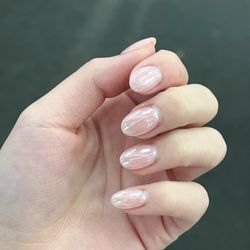 WeHa NAILS - Dip base, gel coat and light chrome on natural nails