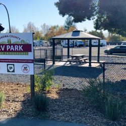 Sonoma County Fairgrounds RV Park - Main entrance and Dog Park