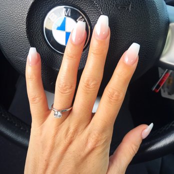 Fancy Nails - Ombre' Pink & White.  This is done with the powder vs polish - Nail Salons Near Me - Mount Vernon, Washington