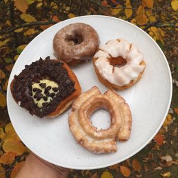 a plate of doughnuts