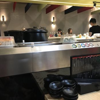 Kaiyo Sushi - Sushi bar seating and conveyor belt. They have booths as well. Also a bar that I didn't see until I was leaving. - Sushi Bars Near Me - Albany, Oregon