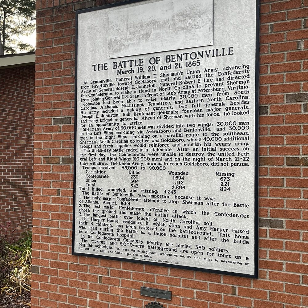Johnston County Rest Area - Battle of Bentonville plaque - Rest Stops Near Me - Selma, North Carolina Johnston County Rest Area - Battle of Bentonville plaque - Rest Stops Near Me - Selma, North Carolina