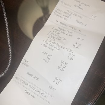 Palio - Receipt - Coffee & Tea Near Me - Las Vegas, Nevada Palio - Receipt - Coffee & Tea Near Me - Las Vegas, Nevada