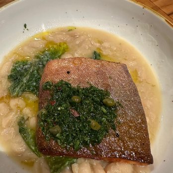 Mida - East Boston - Arctic Char with cannellini beans & tuscan kale - perfect! - Pizza Near Me - Boston, Massachusetts Mida - East Boston - Arctic Char with cannellini beans & tuscan kale - perfect! - Pizza Near Me - Boston, Massachusetts