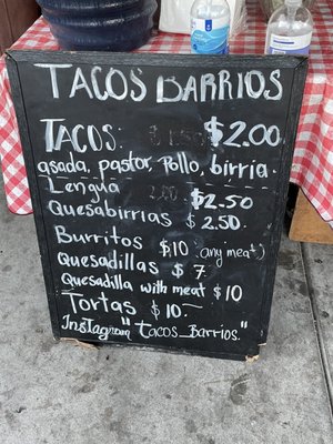 Menu photo 5 Tacos Barrios Los Angeles, CA