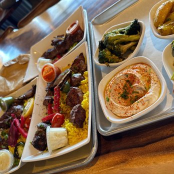 Mazra - Lamb chops, lamb kebab plate, hummus, roasted vegetables - Middle Eastern Near Me - San Bruno, California Mazra - Lamb chops, lamb kebab plate, hummus, roasted vegetables - Middle Eastern Near Me - San Bruno, California