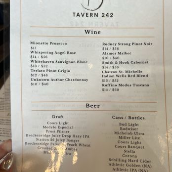 Tavern 242 - Wine and beer list - Sports Bars Near Me - Morrison, Colorado Tavern 242 - Wine and beer list - Sports Bars Near Me - Morrison, Colorado