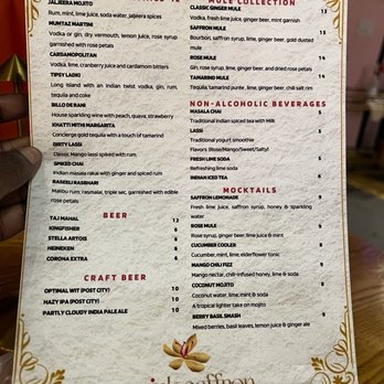 Pink Saffron - Drink menu - Indian Near Me - Arlington, Virginia