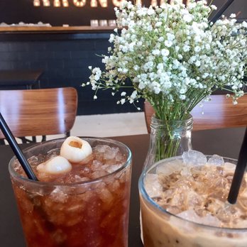 KrungThep Tea Time - Lychee Tea (not sweet at all) & Chai Iced Coffee (tasted like dark roast ice coffee) - Tea Rooms Near Me - Winter Park, Florida KrungThep Tea Time - Lychee Tea (not sweet at all) & Chai Iced Coffee (tasted like dark roast ice coffee) - Tea Rooms Near Me - Winter Park, Florida