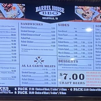 Barrell House BBQ - Updated menu - Barbeque Near Me - Shelbyville, Tennessee Barrell House BBQ - Updated menu - Barbeque Near Me - Shelbyville, Tennessee