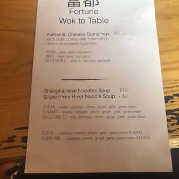 Fortune Wok to Table - Menu - Noodles Near Me - Denver, Colorado