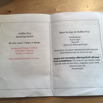 Coffee Fix - Menu - Cafes Near Me - Gatley, XGM