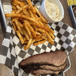 1 One Meat BBQ Platter - brisket, cajun fries, garlic mashes potatoes 1 One Meat BBQ Platter - brisket, cajun fries, garlic mashes potatoes