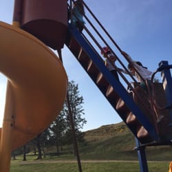 Neil Snipes Park - Not even 2 and going down the huge park slide