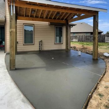 Hernandez Trucking - Patio, shaped to fit existing driveway. Smooth finish - Demolition Services Near Me