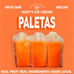 Susy's Ice Cream - Natural fruit bars sweetened with sugar cane, Melon Bar