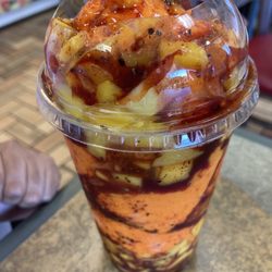 La Flor De Michocan - Mangonada... fresh mango chunks , sherbet rice cream, and a bunch of deliciousness.
