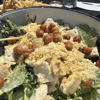 The Nest - Kale caesar salad with chicken (dressing is vegan) - Waffles Near Me - Ojai, California The Nest - Kale caesar salad with chicken (dressing is vegan) - Waffles Near Me - Ojai, California