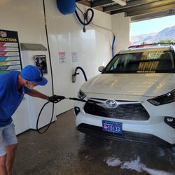 Jet Pro Auto Wash - When baked-on bugs didn't come off in Express Wash, their attendant pulled my into the self wash and spent 10-minutes removing every bug