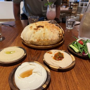 Kassi Beach - Mediterranean Mezze - signature mezze dips (all amazing), small crudités (veggies), puccia (bread) - Italian Near Me - Las Vegas, Nevada Kassi Beach - Mediterranean Mezze - signature mezze dips (all amazing), small crudités (veggies), puccia (bread) - Italian Near Me - Las Vegas, Nevada