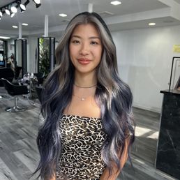 Silvery purple with my natural dark roots, and silver grey blonde money piece highlights. By Emily and Humphrey Silvery purple with my natural dark roots, and silver grey blonde money piece highlights. By Emily and Humphrey