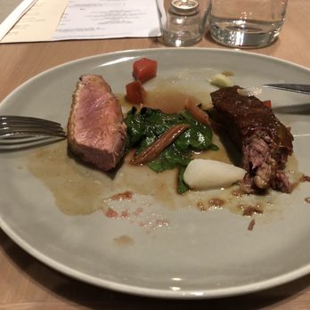 Knife Pleat - Duck two ways... I couldn't help but eat some before I took photo - French Near Me - Costa Mesa, California Knife Pleat - Duck two ways... I couldn't help but eat some before I took photo - French Near Me - Costa Mesa, California