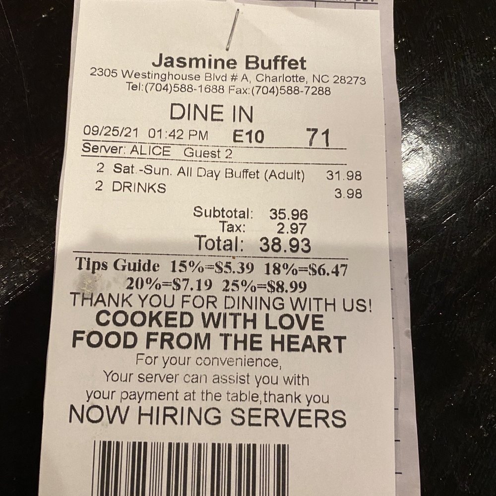 Jasmine Buffet - Over charged for those crab. - Chinese Near Me - Charlotte, North Carolina