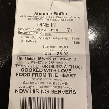 Jasmine Buffet - Over charged for those crab. - Chinese Near Me - Charlotte, North Carolina