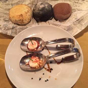 Mama Bistro - Three types of breads and a small taste for the beginning of the meal (complimentary) - Mediterranean Near Me - Seville, SE