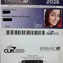 Rosario's Travel Company - I earned my CLIA Card
Cruise Lines International Association
This means I am officially recognized within the cruise industry and trained
