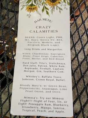 Menu photo 1 Crazy Calamities Virginia City, NV
