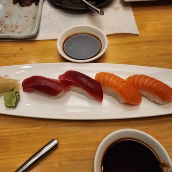 Douzo - Salmon and tuna nigiri - Sushi Bars Near Me - Boston, Massachusetts Douzo - Salmon and tuna nigiri - Sushi Bars Near Me - Boston, Massachusetts