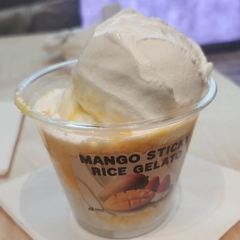 OMG TEA LAB - Mango Sticky Rice Gelato, warm rice on the bottom topped with mangos inbetween before the cold gelato - Desserts Near Me - Las Vegas, Nevada OMG TEA LAB - Mango Sticky Rice Gelato, warm rice on the bottom topped with mangos inbetween before the cold gelato - Desserts Near Me - Las Vegas, Nevada
