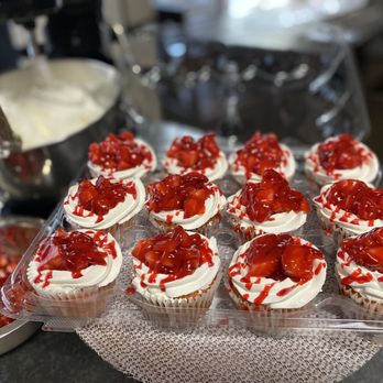 Ericasweets Bakery - a tray of cupcakes with strawberries - Desserts Near Me