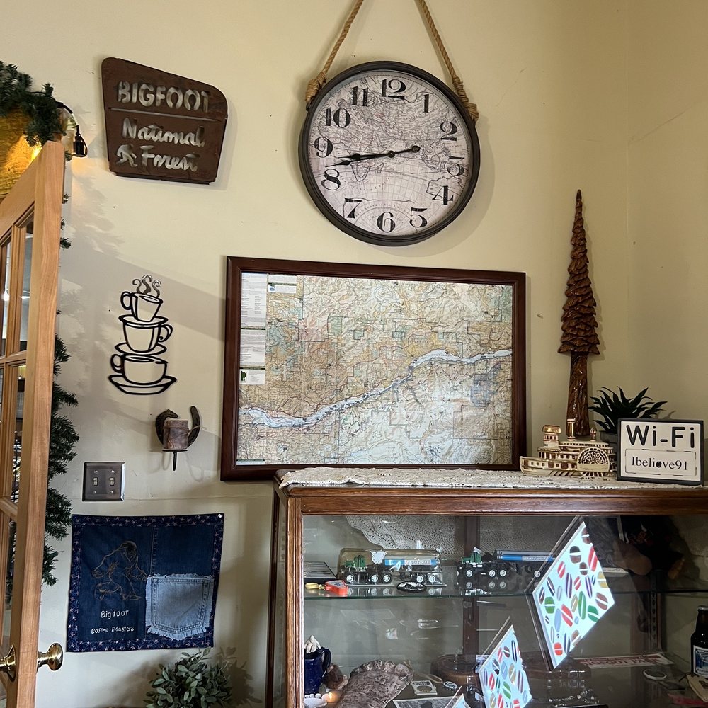 Bigfoot Coffee Roasters - a map, clock, and other items - Coffee & Tea Near Me - Stevenson, Washington Bigfoot Coffee Roasters - a map, clock, and other items - Coffee & Tea Near Me - Stevenson, Washington