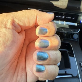 Cest Lamour Nail - Basic manicure- shaping and cuticle grooming was roughly done, nail polish poorly applied - Nail Salons Near Me - Santa Clarita, California