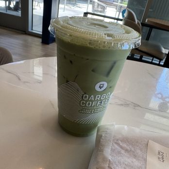 Qargo Coffee - Iced Matcha with lavender syrup - Coffee & Tea Near Me - Long Beach, California