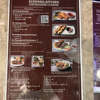 Euphoria Kitchen - Menu (taken 9/24/23) - Vietnamese Near Me - Gaithersburg, Maryland