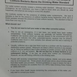 Posted sign inside regarding the water. Posted sign inside regarding the water.