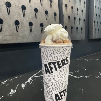 Afters Ice Cream - Cookie butter milkshake with topped with Cookie Crisp cereal and whipped cream - Ice Cream & Frozen Yogurt Near Me - Orange, California