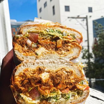 Tortas Los Picudos - Shredded Pork Torta taken by IG eatswithkatheerinna - Mexican Near Me - San Francisco, California