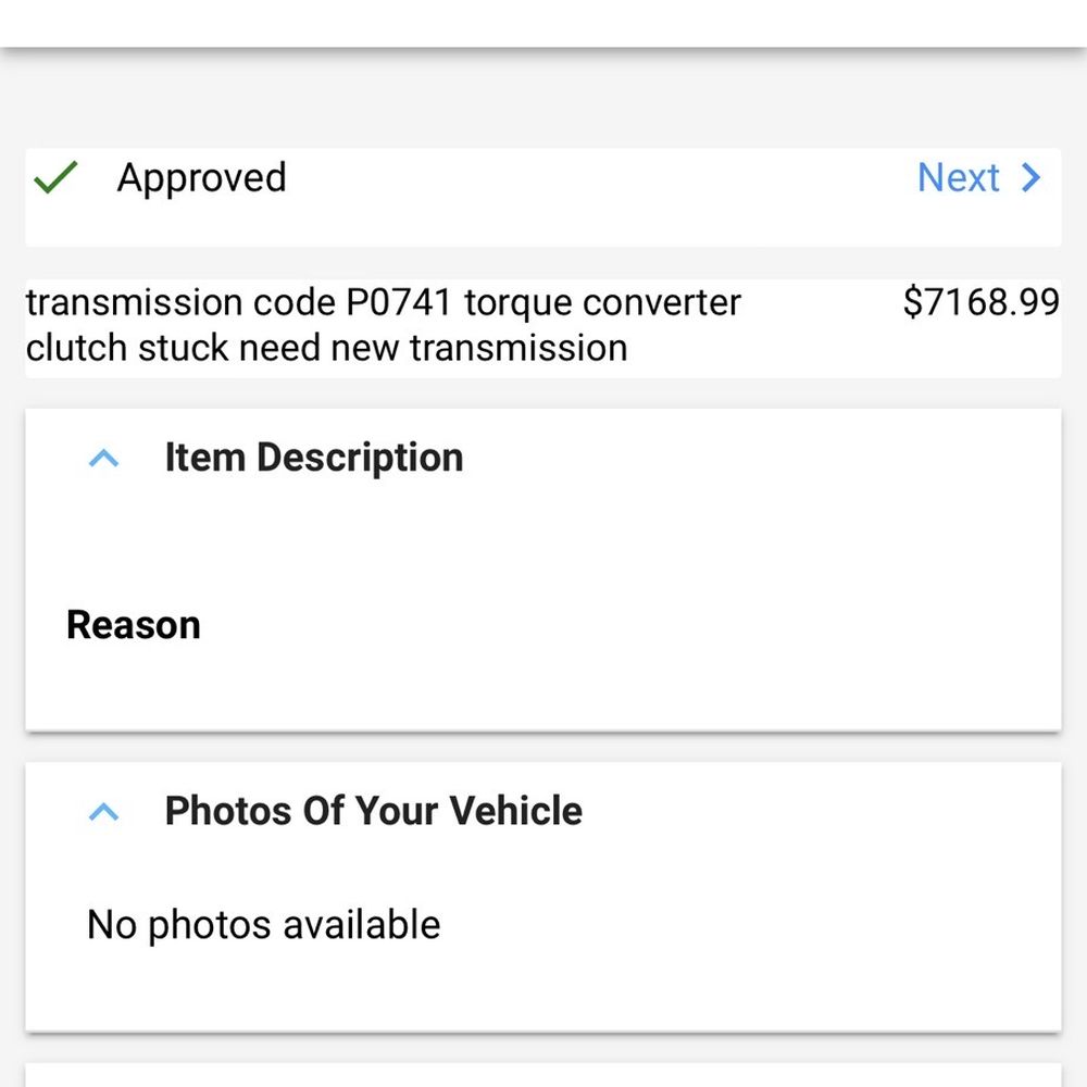 Quote for NEW transmission. Receipt for remanufactured transmission. Two entirely different parts. Quote for NEW transmission. Receipt for remanufactured transmission. Two entirely different parts.