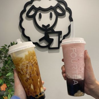 Fourtea - Fire Tigar Boba Latte & Princess Lychee - Coffee & Tea Near Me - Orange, California