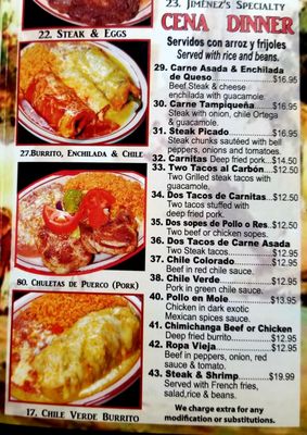 Menu photo 6 Casa Jimenez Murrieta, CA