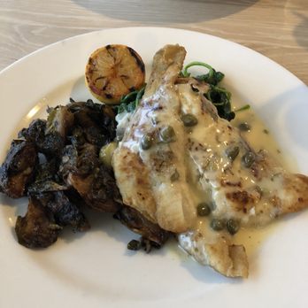 Bluewater Boathouse Seafood Restaurant Coronado - Sand dabs with spinach and Sauteed Brussels Sprouts / Currants / Garlic - Seafood Near Me - Coronado, California