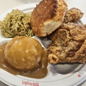 Bojangles - 2 piece breast/wing, dirty rice, mashed potatoes/gravy & biscuit - Fast Food Near Me - Sterling, Virginia
