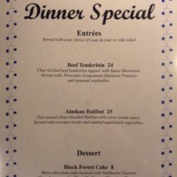 International Restaurant - Menu, Dinner Specials.